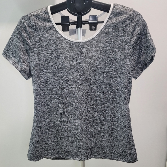 Grey Women’s Fitted Tee/Blouse/Top With a Lace Trimmed Mesh Back and Bows - Picture 2 of 4